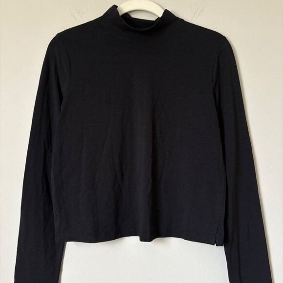 Lululemon Classic Fit Cotton-Linen Blend Mockneck Long-Sleeve T-Shirt Black - Picture 4 of 9